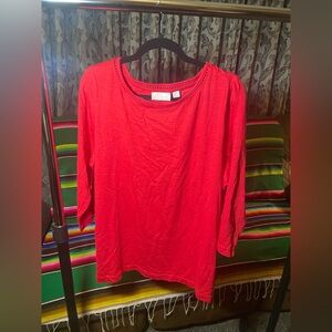 QVC Red Long Sleeve Top- NWOT